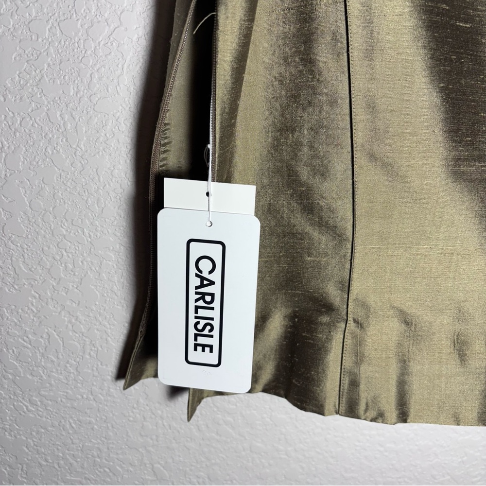 Vintage Carlisle Antique Gold 100% Silk Crop Tank Top And Matching Pencil Skirt - Picture 3 of 9
